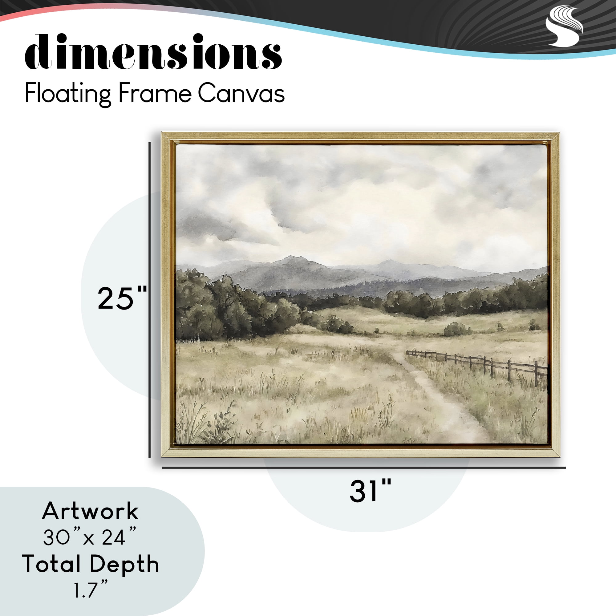 Stupell Industries Muted Trail Along Fence Gold Framed Floater Canvas Wall Art, design by Riley B