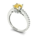 thumbnail image 2 of 1.465 ct Round Cut Yellow Moissanite Solitaire with Accents Engagement Ring for Women in 18K White Gold, 2 of 5