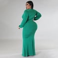 thumbnail image 4 of AURA Women Plus Size V Neck Irregular Dress Long Sleeve Sexy Party Night Dress, 4 of 6