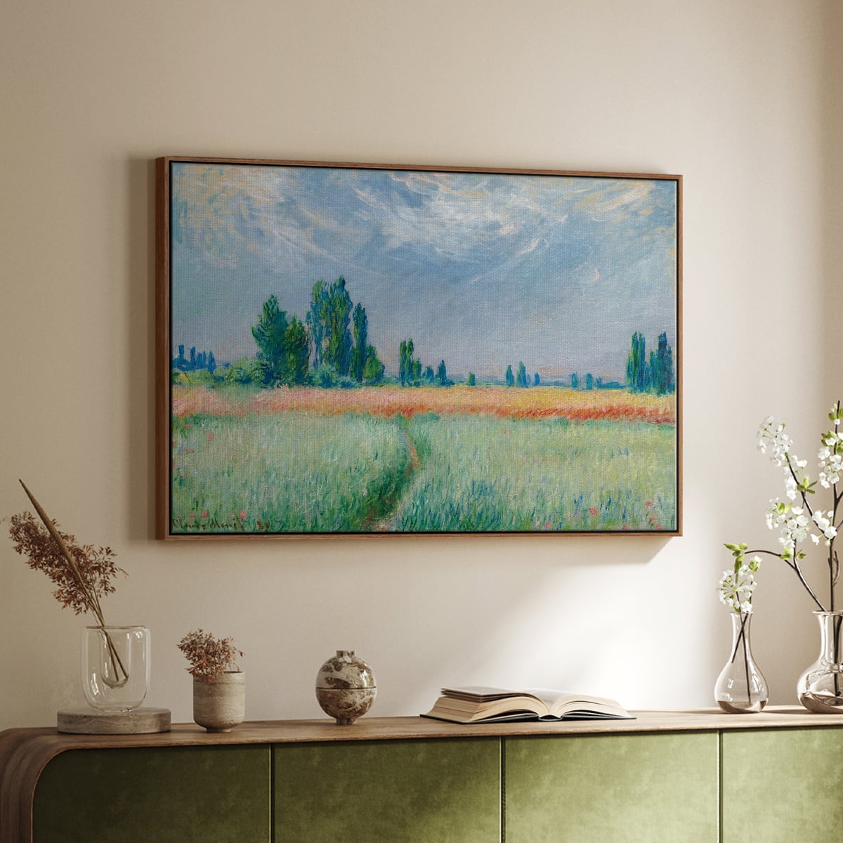 Vintage Landscape-C By Wexford Home Framed in Walnut Wood Gallery Wrapped Canvas 17 in. x 25 in.