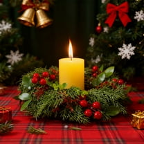 FeiFu Candle Ring Artificial Wreath Candle Holders Christmas Wreath Party Wedding Decorative Wreaths for Wrapping Candles Centerpieces and Events