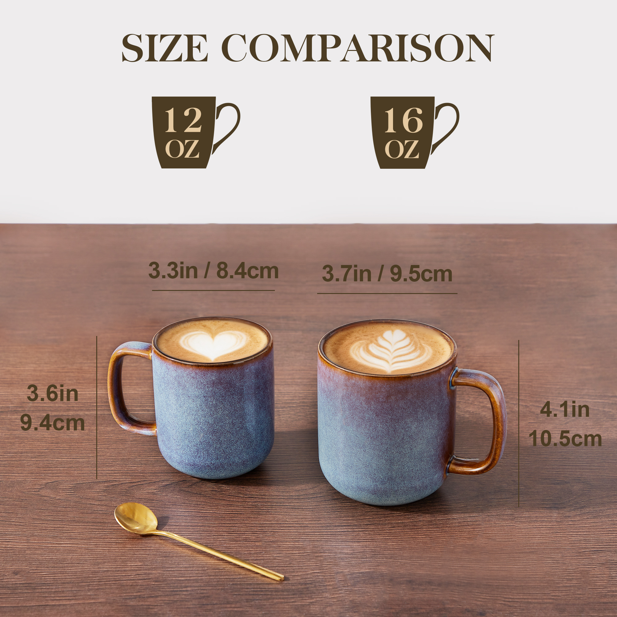Malacasa Ceramic Coffee Mugs Set of 4, 12 oz photo 2