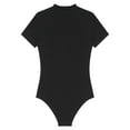 thumbnail image 7 of RUNQHUI Men's Short Sleeve Undershirt Crew Neck Press Button Crotch Shirt Bodysuit Leotard Top Black M, 7 of 7