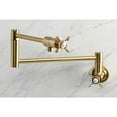 thumbnail image 2 of Kingston Brass KS4107BEX Essex Two-Handle 1-Hole Wall Mount Pot Filler Faucet in Brushed Brass, 2 of 8