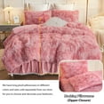 thumbnail image 5 of LIFEREVO 3 Pieces Luxury Shaggy Faux Fur Duvet Cover Set Soft Fluffy Fuzzy Comforter Cover Set Ombre Marble Print Furry Bedding, 1 Long Plush Duvet Cover+2 Pillowcases, Zipper Closure, Old Pink, King, 5 of 7