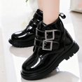 thumbnail image 2 of Viluyesy Girls Boots Patent Leather Chunky Non-Slip Double Buckle Comfortable Durable Side Zipper Easy On Off Shoes Black Size 13Little Kids, 2 of 8