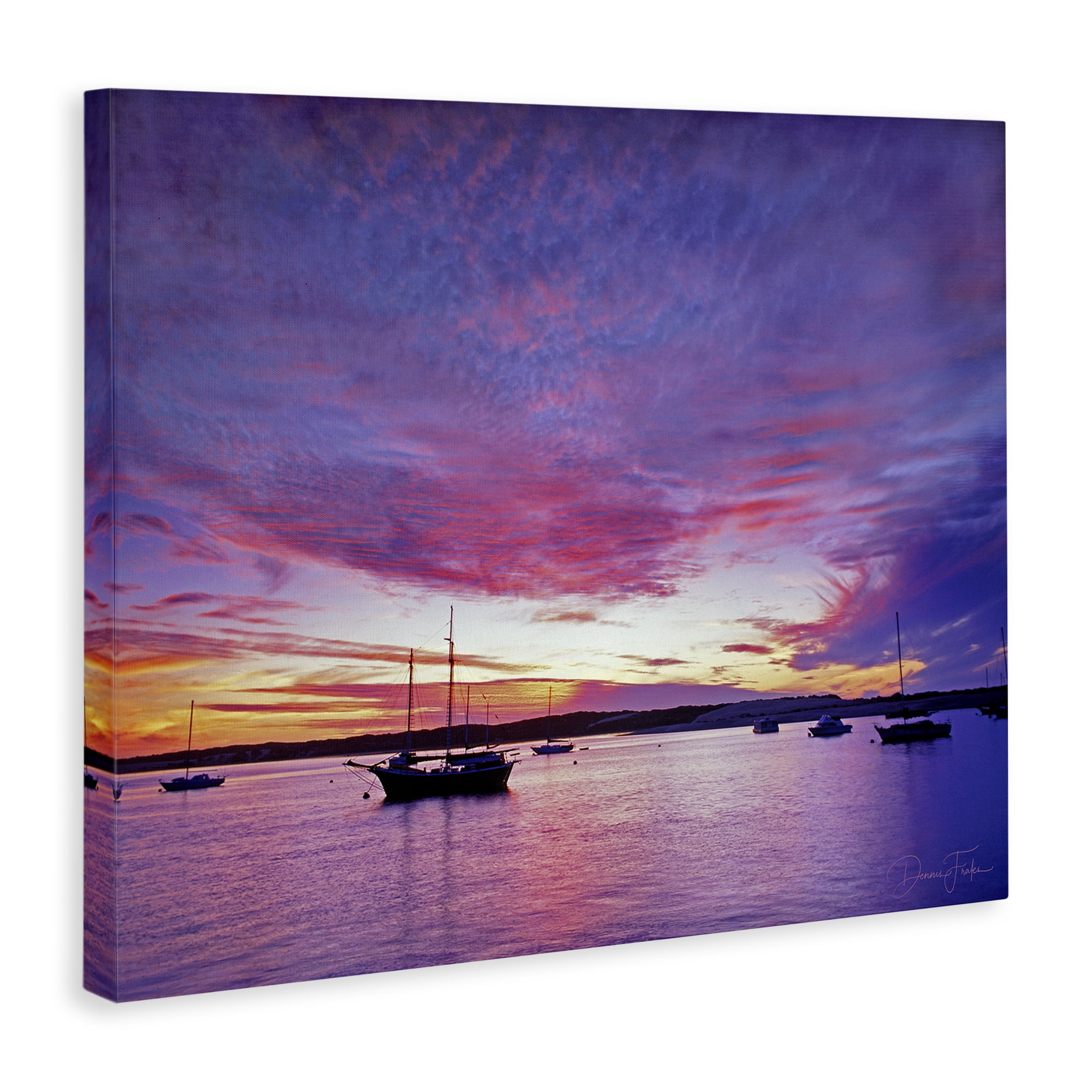 Stupell Industries Distant Boats at Sunset Transportation Photography Wrapped Canvas Art Print Wall Art, 30 x 24