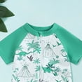 thumbnail image 4 of KPOPLK Toddler Baby Boy Rash Guard Swimsuit Shark Zip Up Long Sleeve Swimwear Tops Swim Shorts with Hat 3pcs Bathing Suit(Green,12-18 Months), 4 of 6
