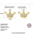 thumbnail image 3 of 925 Sterling Silver Cute Princess Crown Stud Earrings For Women Sparkling Earrings Jewelry Party Accessories----Gold--Product code 71155 Gold, 3 of 3