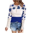thumbnail image 1 of Tops Para Mujer Blusa Casual Elegante Camisas de Manga Larga Otoño Damas Moda Cuello Redondo Impreso Camiseta de Encaje Top Odeerbi  ODB169188, 1 of 5