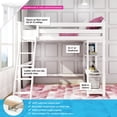 thumbnail image 2 of Max & Lily Solid Wood High Loft Bed,Twin Bed Frame For Kids With Bookcase and Ladder, White, 2 of 13