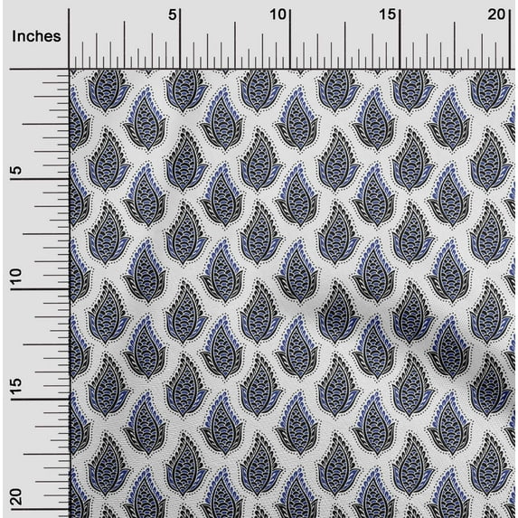 oneOone Georgette Viscose Medium Blue Fabric Block Craft Projects Decor Fabric Printed By The Yard 42 Inch Wide