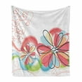 thumbnail image 1 of Colorful Soft Flannel Fleece Throw Blanket, Floral Haze Pattern with Heart Love Spring Influences Work of Art, Cozy Plush for Indoor and Outdoor Use, 70" x 90", Multicolor, by Ambesonne, 1 of 6