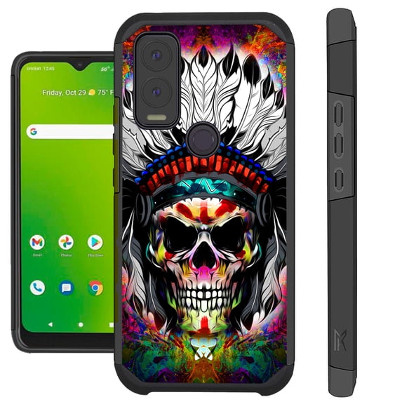 Compatible with Cricket Innovate E 5G Hybrid Fusion Guard Phone Case Cover (Skull Chief FF)