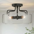 thumbnail image 2 of LNC 12-in Clear Seeded Glass Drum Flush Mount Light, ORB 4-Light for Hallway & Kitchen, 2 of 10