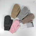 thumbnail image 3 of Eoperou 1 Pair Korean Style Double-layer Thickened Solid Color Women Mittens Winter Warm Knitting Plush Gloves, 3 of 8