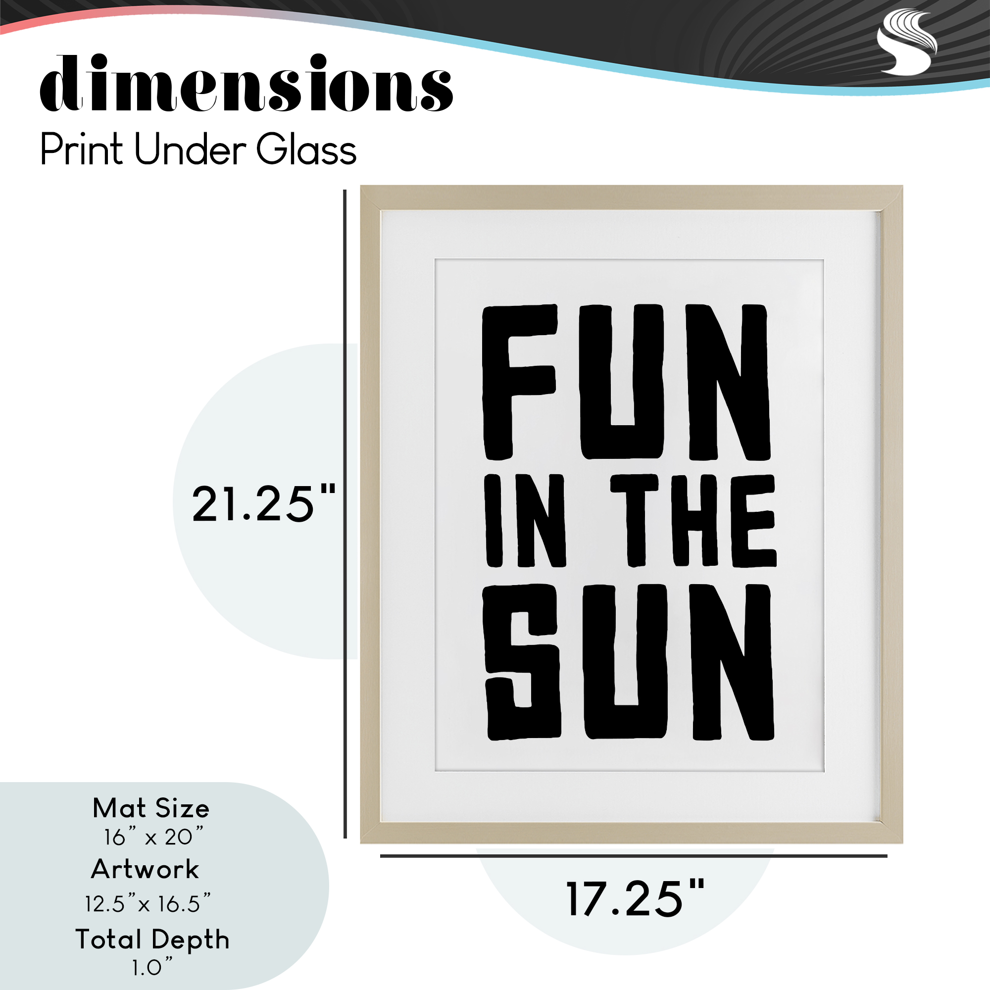 Fun In Sun Simple Sentiment Birch Framed Print Under Glass, design by Lettered and Lined