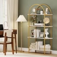 thumbnail image 2 of Costway 2 PCS Arched Bookshelf, 4-Tier Open Bookcase with Sturdy Metal Frame for Living Room Gold and White, 2 of 10