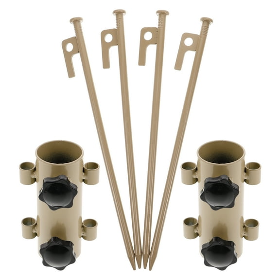 unbranded 6pcs Outdoor Camping Tent Poles Stakes Set Adjustable Tarp Poles With Heavy Duty Aluminum Tent Stakes For Beach And Snow, Includes Tent Pegs And Hammer