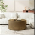 thumbnail image 2 of 35.83" Minimalist Wave Stripe Coffee Table, Modern Round Coffee Table, Drum Circle Coffee Table for Living Room, Bedroom , Antique Brass, Antique Gold,Copper Gold, 2 of 9