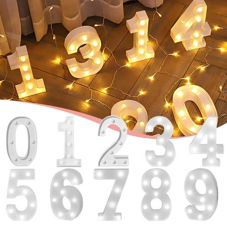 

QWY Alphabet LED Digital Lights 0-9 Light Up White Digital Standing Hanging