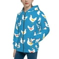 thumbnail image 2 of Xecao Cartoon Chicken Pattern Zip Up Hoodies for Boys Girls, Sweatshirt with Pockets-Medium, 2 of 6