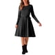 thumbnail image 2 of Vestido de longitud a la rodilla INSPIRE CHIC para mujeres, con volantes, corte A, cinturón en la cintura, cuello redondo, vestidos casuales de manga larga, 2 of 6