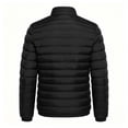 thumbnail image 5 of Men Stand Collar Puffer Jacket Full Zip Packable Quilted Outerwear Zipper Side Pockets Warm Casual Coat for Daily Commute Travel Camping Cold Weather Outdoor Wear Black S, 5 of 6