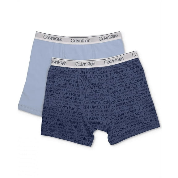 Calvin Klein LIGHT BLUE/NAVY Little & Big Boys 2-Pack Boxer Briefs, US X-Small