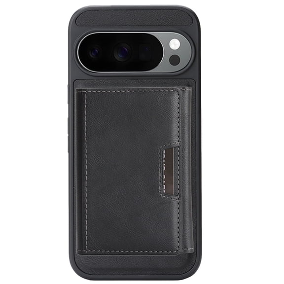 For Google Pixel 11 Pro Phone Case,2-in-1 Magnetic Removable Flip Card Holder,Anti-Scratch PU Leather Back,With Kickstand,Compatible with Mag-safe,Shockproof Anti-fall Phone Case,Black