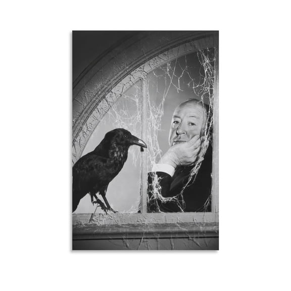 Alfred Hitchcock Photo Black And White Poster Wall Art Poster Scroll Canvas Painting Picture Living Room Decor Home 16x24inch(40x60cm)