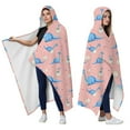 thumbnail image 2 of Wearable Blanket,Pink Cartoon Dinosaurs Eggs Pattern Hooded Wearable Flannel Blanket for Adults & Teens,Winter Poncho Shawl Wrap Cape Cozy Anti-Pill,50"x60", 2 of 5