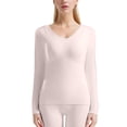 thumbnail image 3 of Gibobby Ropa interior aislante inferior para mujer con almohadilla para el pecho Aislamiento inferior para ropa interior Calefacción y ropa de otoño Conjunto de aislamiento (Rosa, L), 3 of 4