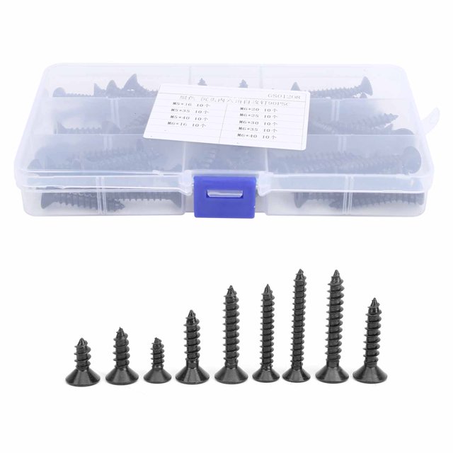 Tornillos autorroscantes para metal herramientas manuales Tornillos autorroscantes negros Juego surtido de tornillos autorroscantes para plástico metal madera ANGGREK Otros