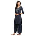 thumbnail image 3 of Round Neck Yarn-dyed Kurta - Dark Blue-XX Large, 3 of 6