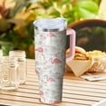 thumbnail image 5 of 40 oz Flamingo Tumbler with Handle and Straw, Insulated Stainless Steel Cup with Lid, Travel Coffee Mug Water Bottle, Animal Lovers Women Gifts, 5 of 6