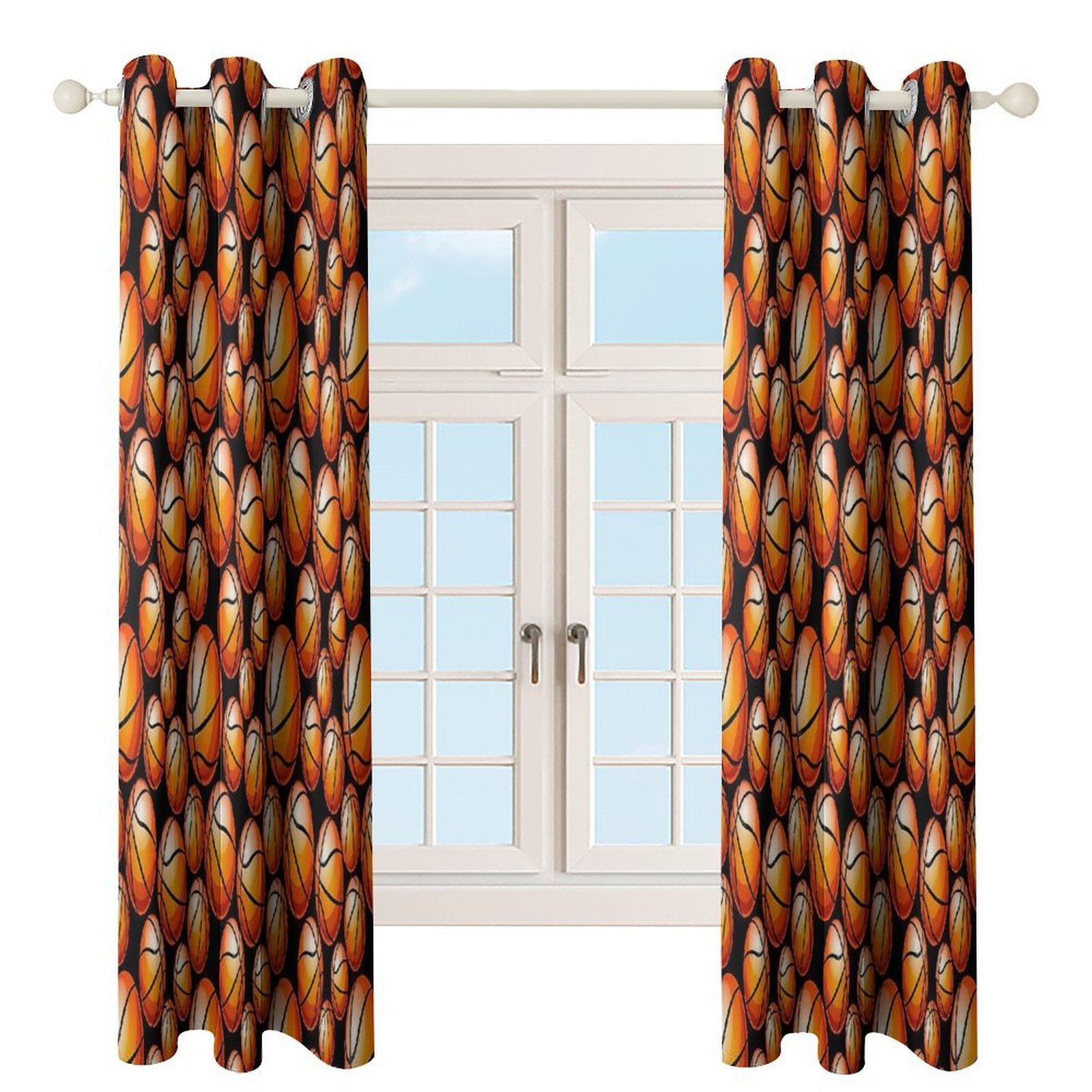 Basketball Study Room Living Kitchen Bedroom For Blackout Curtain Printed 2 Panels