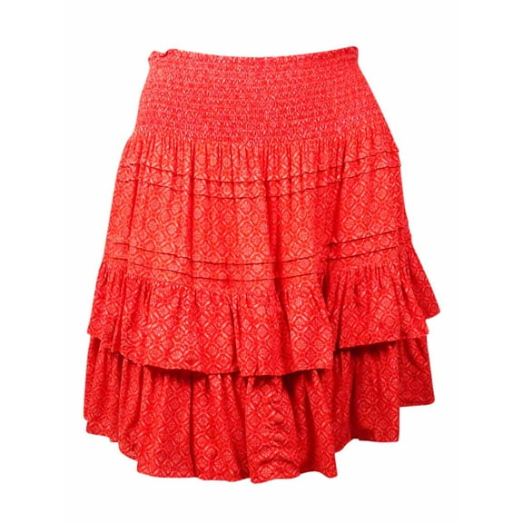 Lauren Ralph Lauren Women's Shirred Woven Peasant Skirt (16, Orange Multi)