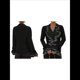 thumbnail image 3 of Camisa Informal con Mangas Acampanadas y Volantes de Color Liso para Mujer, y Otoño 2025 Negro XXL, 3 of 6