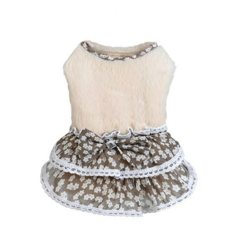 Pet Dog Cat Winter Coat Puppy Warm Bowknot Gem Sweater Skirt Costume