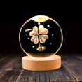thumbnail image 4 of Bola de Cristal Luz Nocturna 2,36 Pulgadas Base de Madera Adorno Decoración Esfera Lámparas Lámpara de Mesa para Cumpleaños Acción de Gracias Sala de Estilo A Yinane Luz de noche, 4 of 6