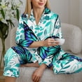 thumbnail image 6 of Daiia Blue Floral with Butterflies for Women's Long-Sleeved Pajama Set – Soft & Comfortable Sleepwear Button-Up Pajamas Cozy Lounge Wear-XX-Large, 6 of 7
