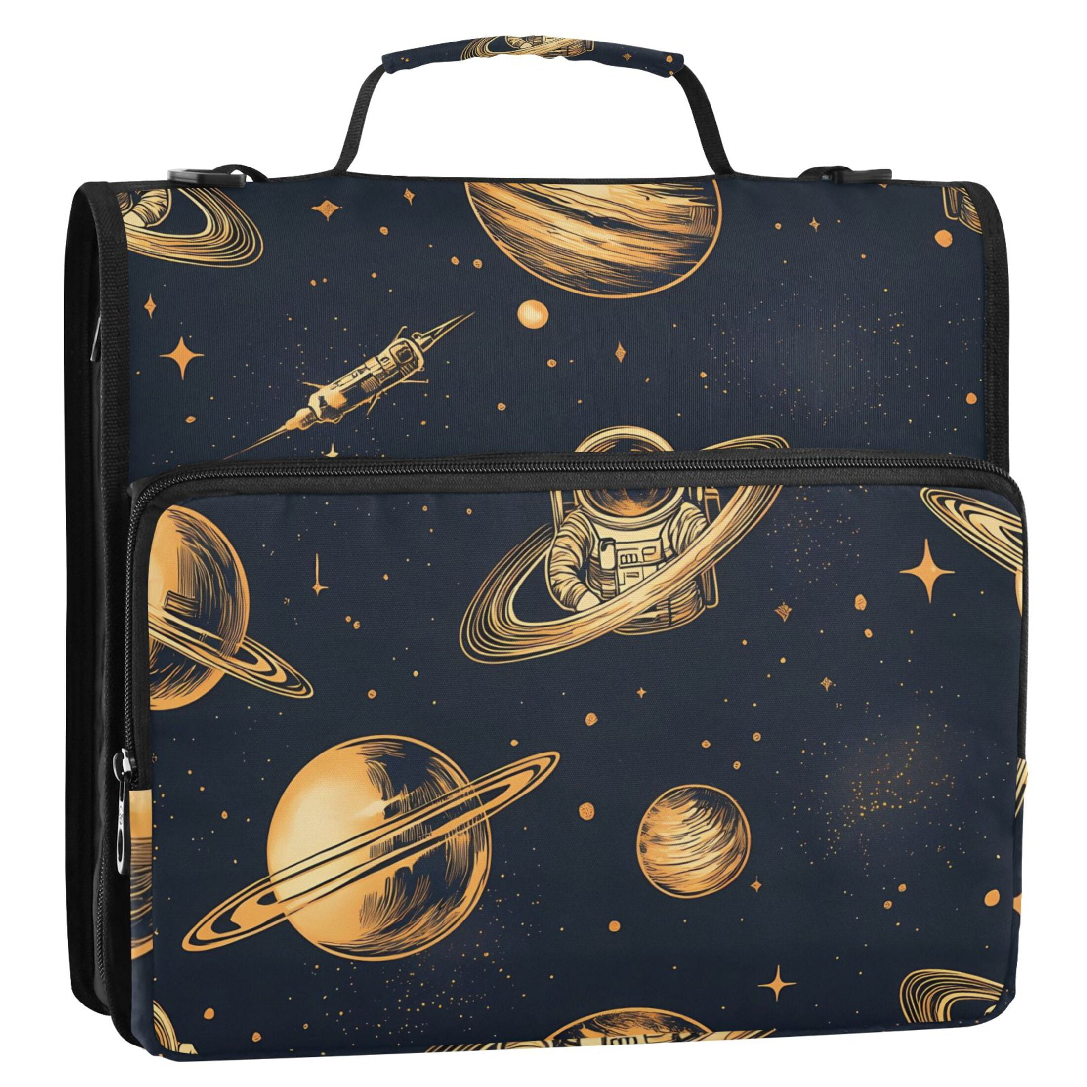 ALAZA Zipper Binder Astronaut Planet Space 3 Ring Trapper Keeper File Folder Organizer Bag