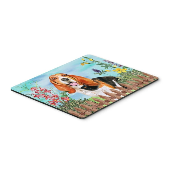 Basset Hound Spring Mouse Pad Hot Pad or Trivet