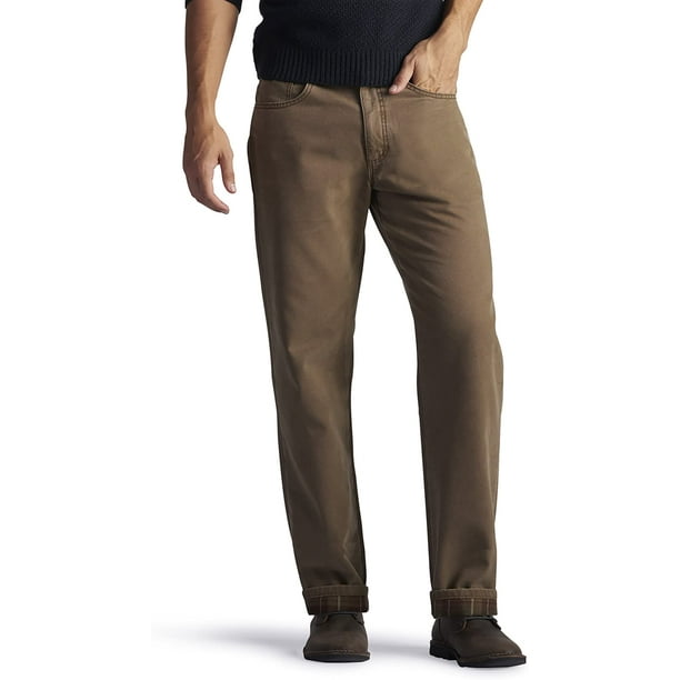 Lee Lined Mens Fleece Flannel Relaxed Fit Straight Leg Jeans Pants