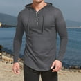 thumbnail image 5 of QUINDOS Light Sweatshirts for Men Cotton Solid Color Button Mens Hoodies Pullover Lightweight Long Sleeve Casual Tunic Cotton Pullover Tops, 5 of 9