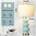 thumbnail image 4 of Cinkeda Triple Gourd Ceramic Table Lamp Set of 2 with USB A+C Ports AC Outlet for Bedroom Living Room Modern Blue 3 Way Dimmable Touch Control Bedside Nightstand Lamps, 4 of 7