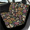 thumbnail image 3 of Uorisanigo Sugar Skull Flowers 14 Pieces Car Seat Covers with Headrest Cover and Steering Wheel Cover Center Console Cover Auto Seat Belt Cover Fashion Comfortable Suitable for Cars SUVs, 3 of 6