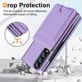 thumbnail image 5 of Dteck Wallet for Samsung Galaxy Z Fold 3 Case with Built-in Glass Screen Protector, Soft PU Leather Card Holder Flip Kickstand Protective Case for Z Fold 3 5G,Purple, 5 of 7