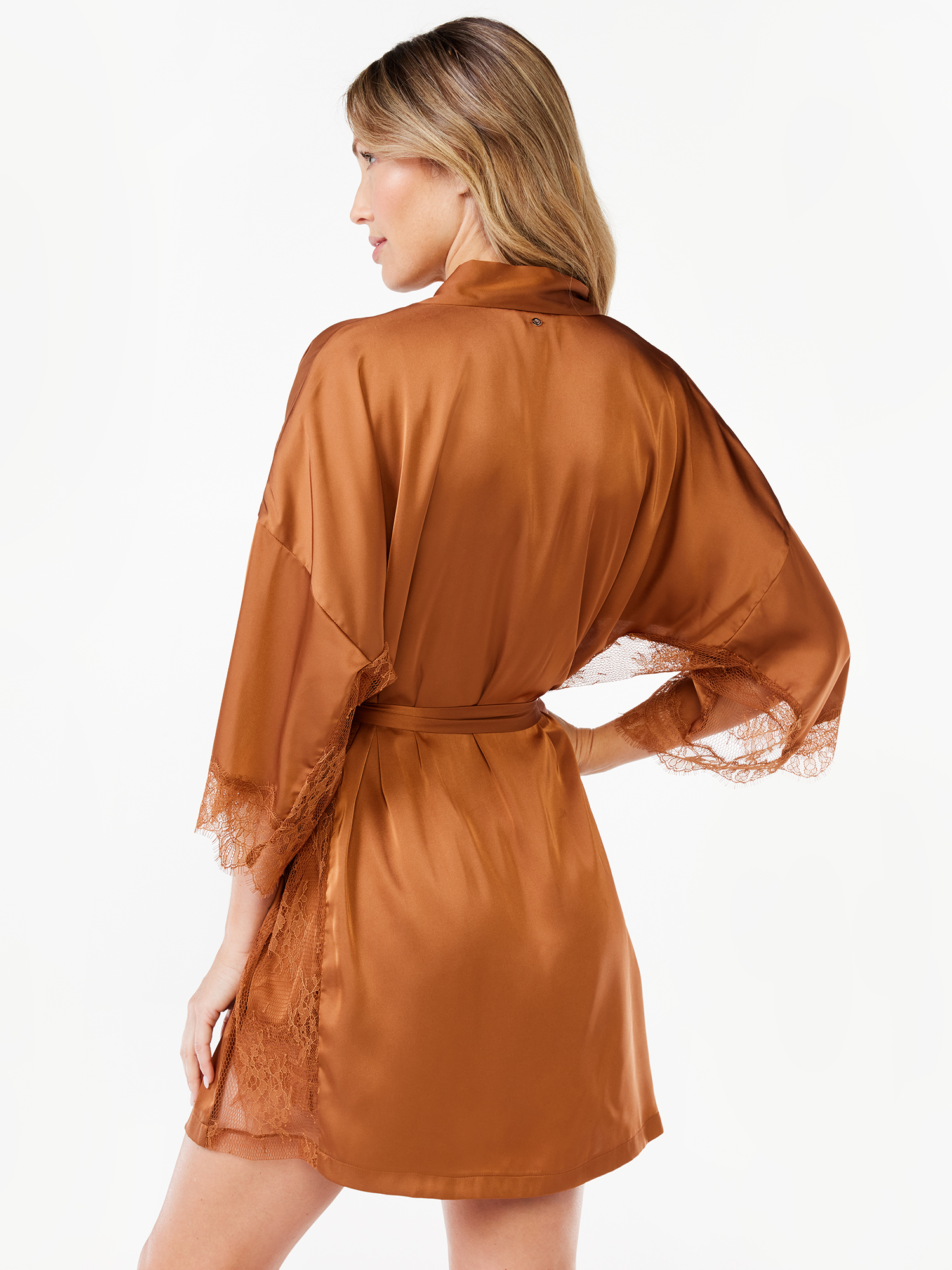 Sofia Intimates Women's Satin Lace Robe